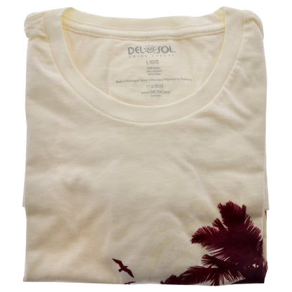 Womens Boyfriend Tee - Palms And Floral Sunset