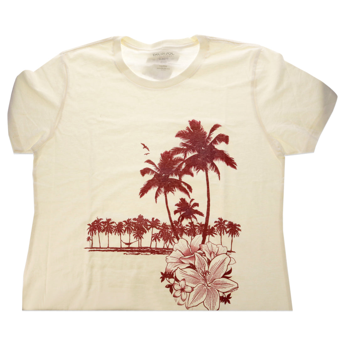 Womens Boyfriend Tee - Palms and Floral Sunset