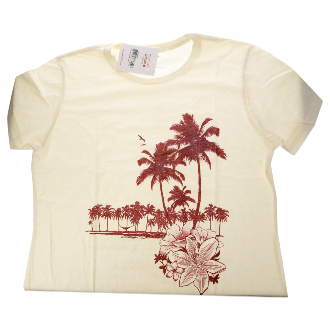 Womens Boyfriend Tee - Palms and Floral Sunset