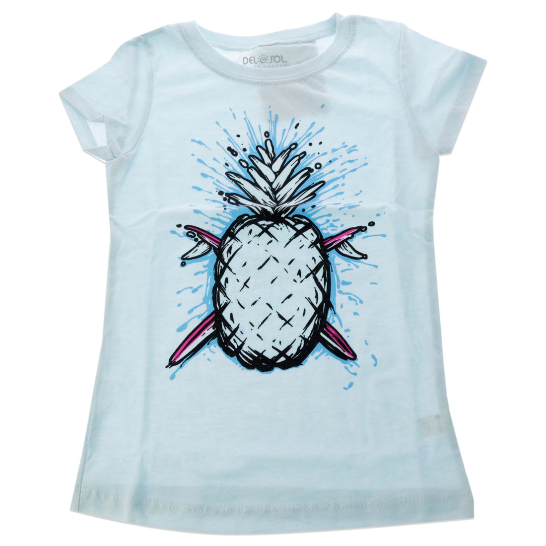 Kids Premium Crew Tee - Pineapples - Ice Blue