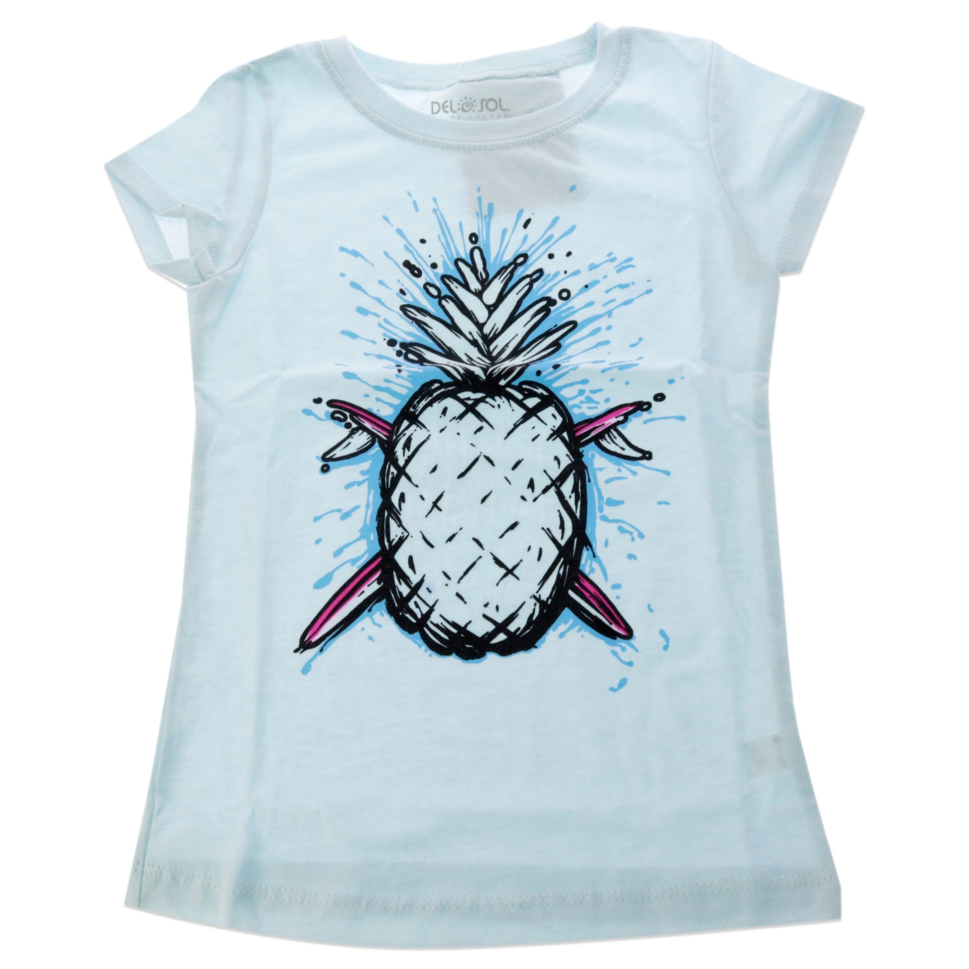 Kids Premium Crew Tee - Pineapples - Ice Blue