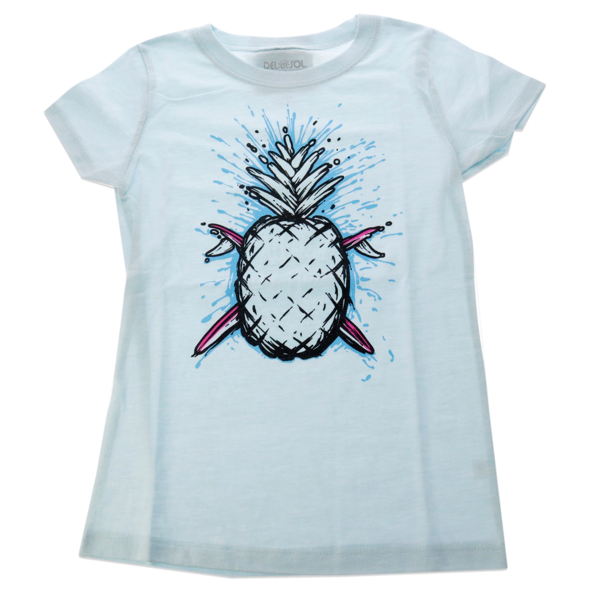 Kids Premium Crew Tee - Pineapples - Ice Blue