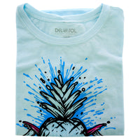 Kids Premium Crew Tee - Pineapples - Ice Blue