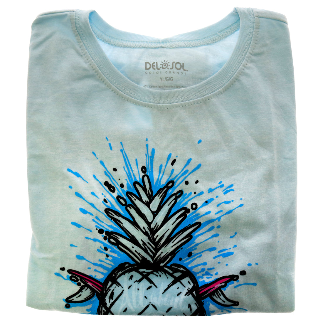 Kids Premium Crew Tee - Pineapples - Ice Blue