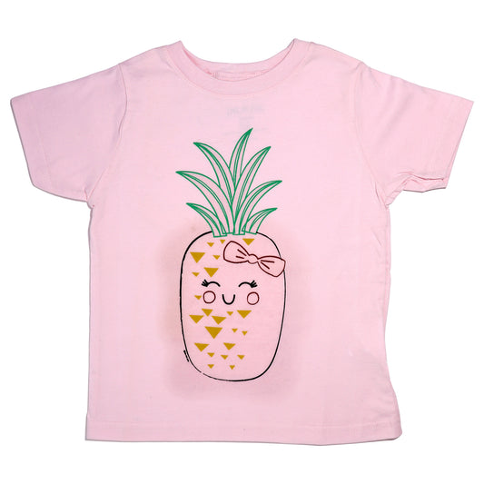 Girls Crew Tee - Blushing Pineapples - Balerina