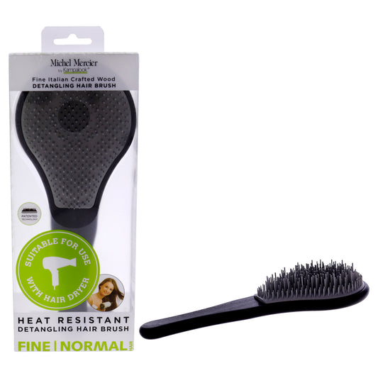Detangling Wood Paddle Brush Fine-Normal Hair - Grey-Black by Michel Mercier for Unisex - 1 Pc Hair Brush