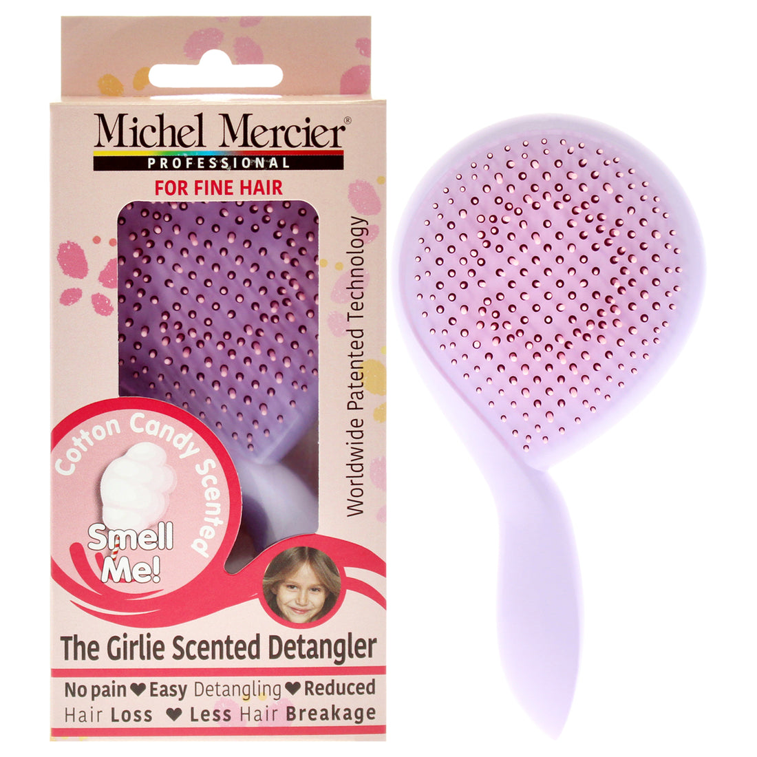 The Girlie Scented Detangler Brush Cotton Candy Fine Hair - Purple-Pink