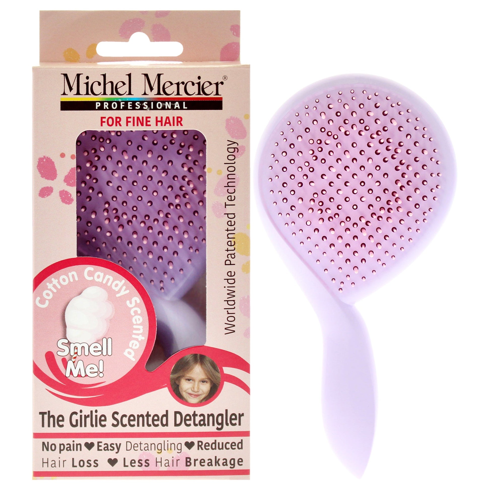 The Girlie Scented Detangler Brush Cotton Candy Fine Hair - Purple-Pink