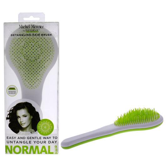 Detangling Paddle Brush Normal Hair - Green-White by Michel Mercier for Unisex - 1 Pc Hair Brush