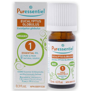 Organic Essential Oil - Eucalyptus Globulus by Puressentiel for Unisex - 0.33 oz Oil