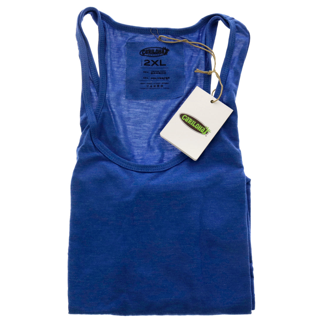 Cariloha Bamboo Racer Tank - Reef Blue Heather