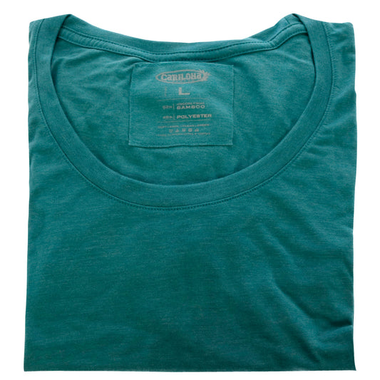 Bamboo Scoop Tee - Tropical Teal Heather by Cariloha for Women - 1 Pc T-Shirt (L)