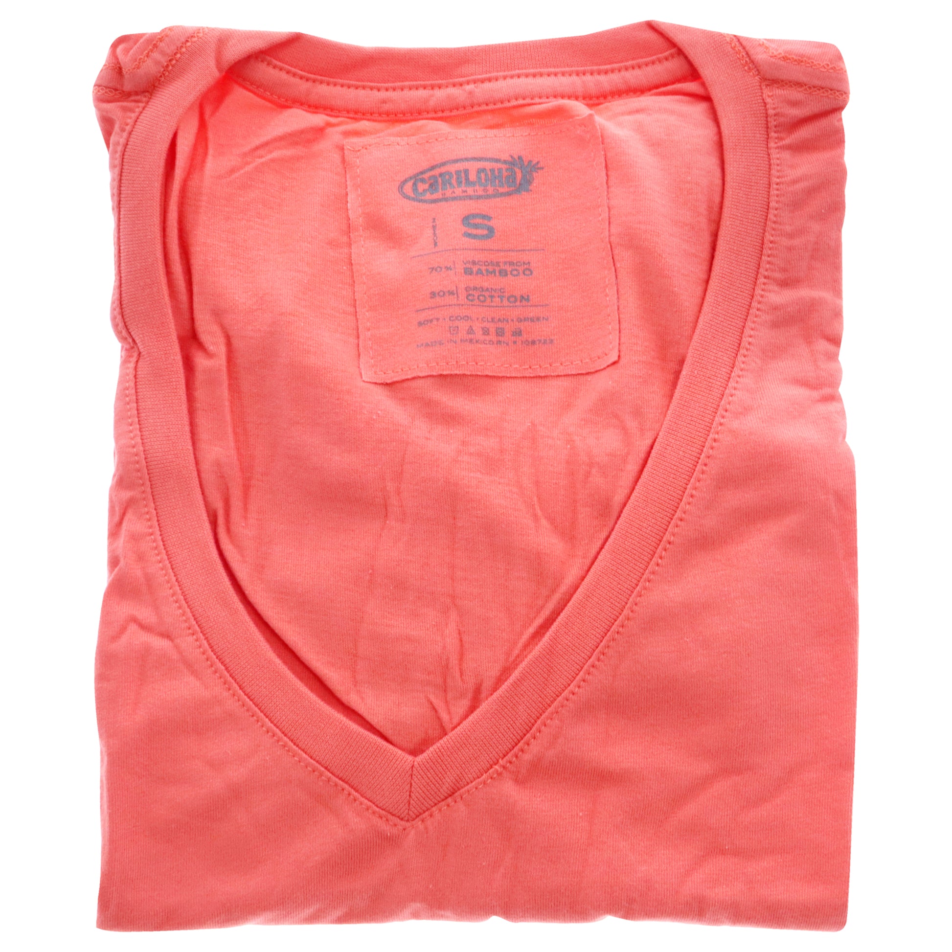 Cariloha Bamboo V-Neck Tee - Sunkissed Coral