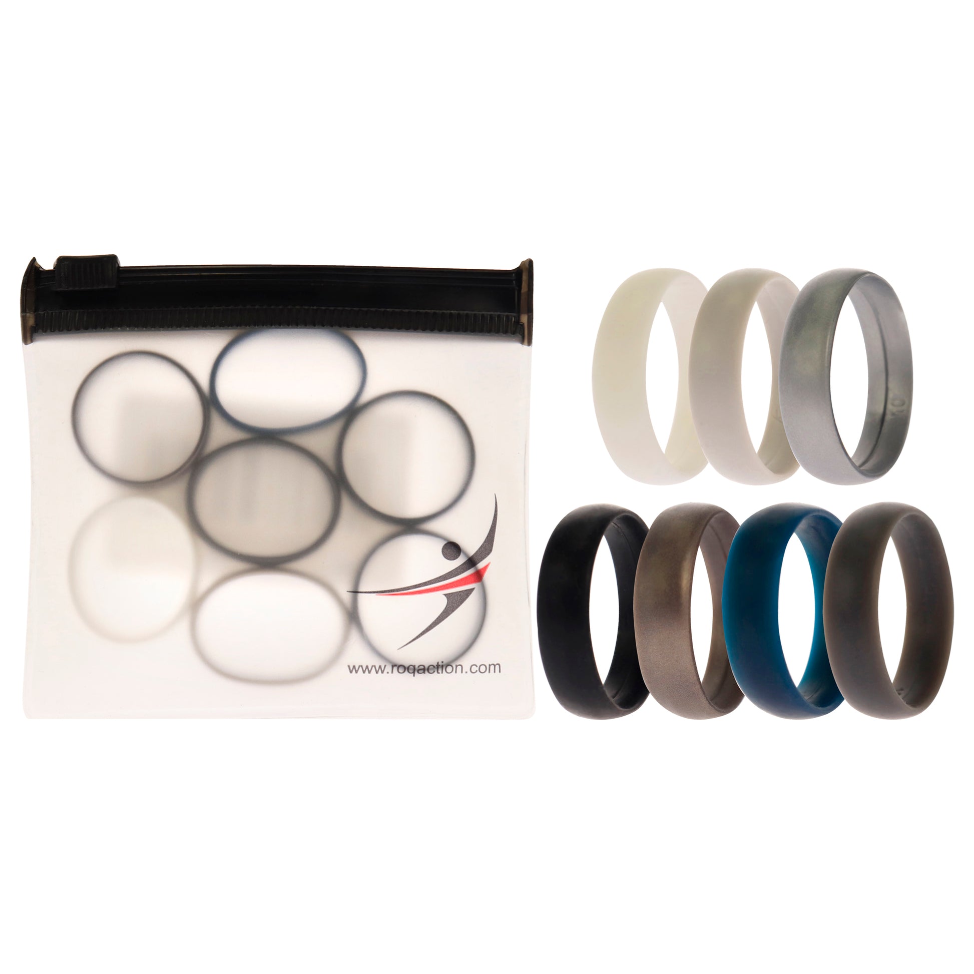 ROQ Silicone Wedding 6mm Smooth Solid Ring Set