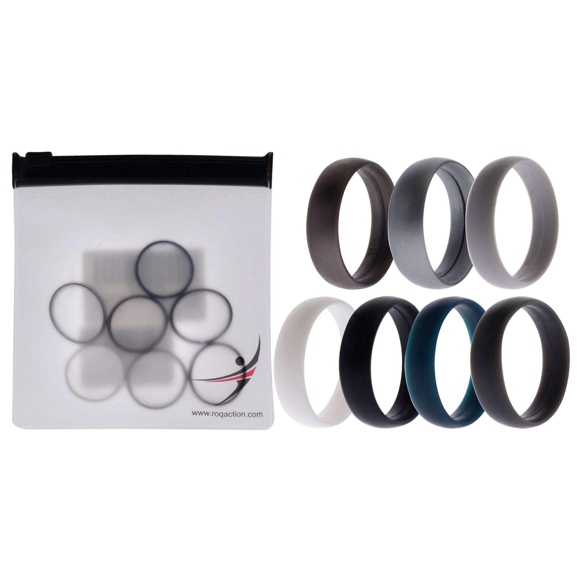 ROQ Silicone Wedding 6mm Smooth Solid Ring Set