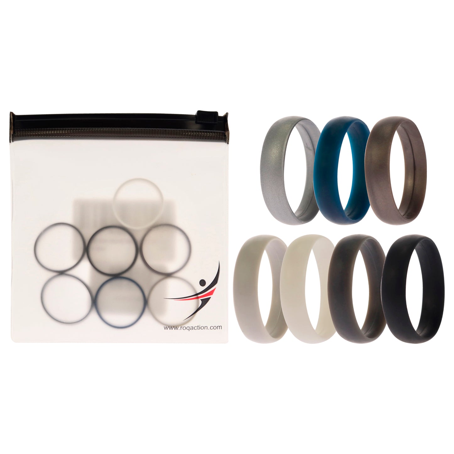 ROQ Silicone Wedding 6mm Smooth Solid Ring Set