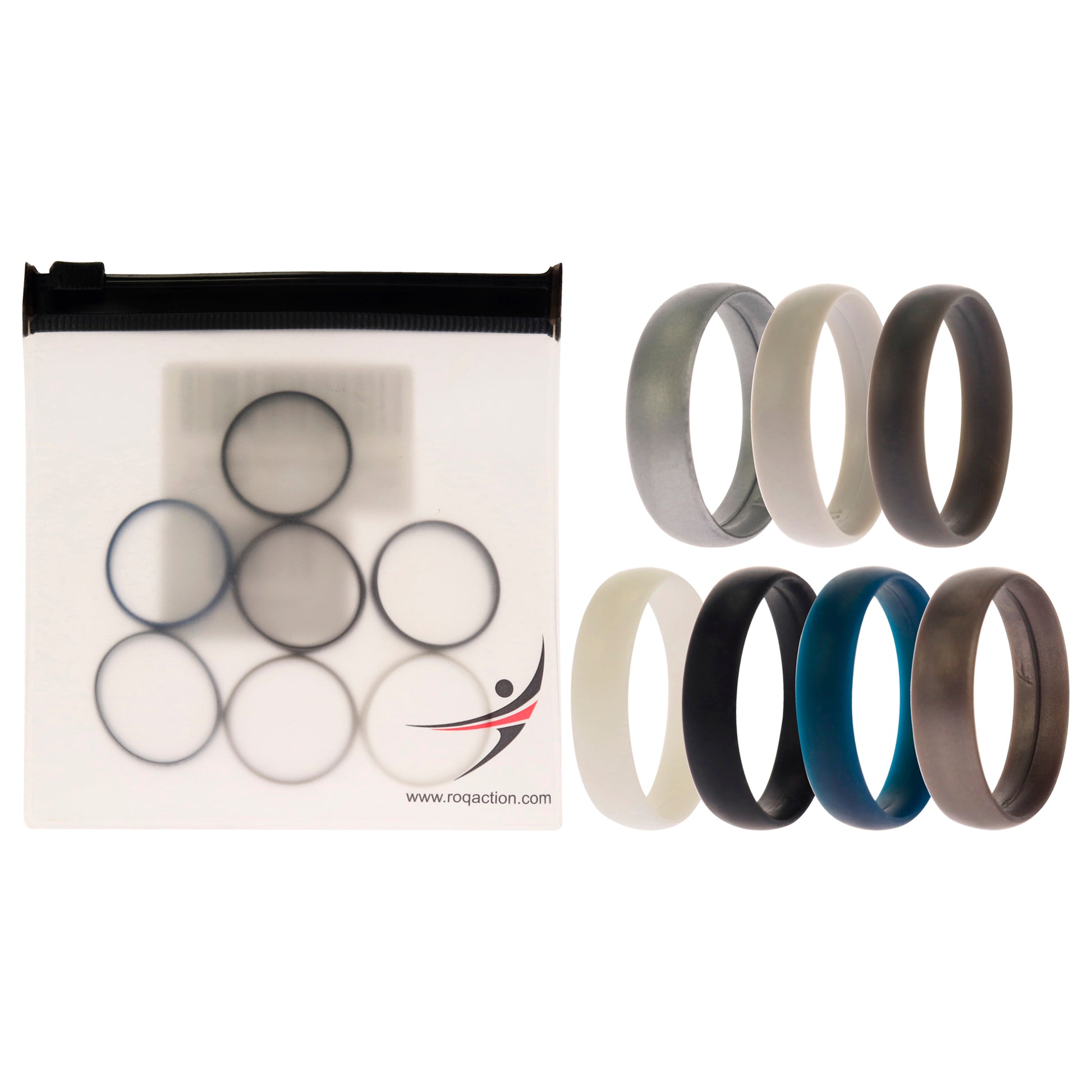 ROQ Silicone Wedding 6mm Smooth Solid Ring Set