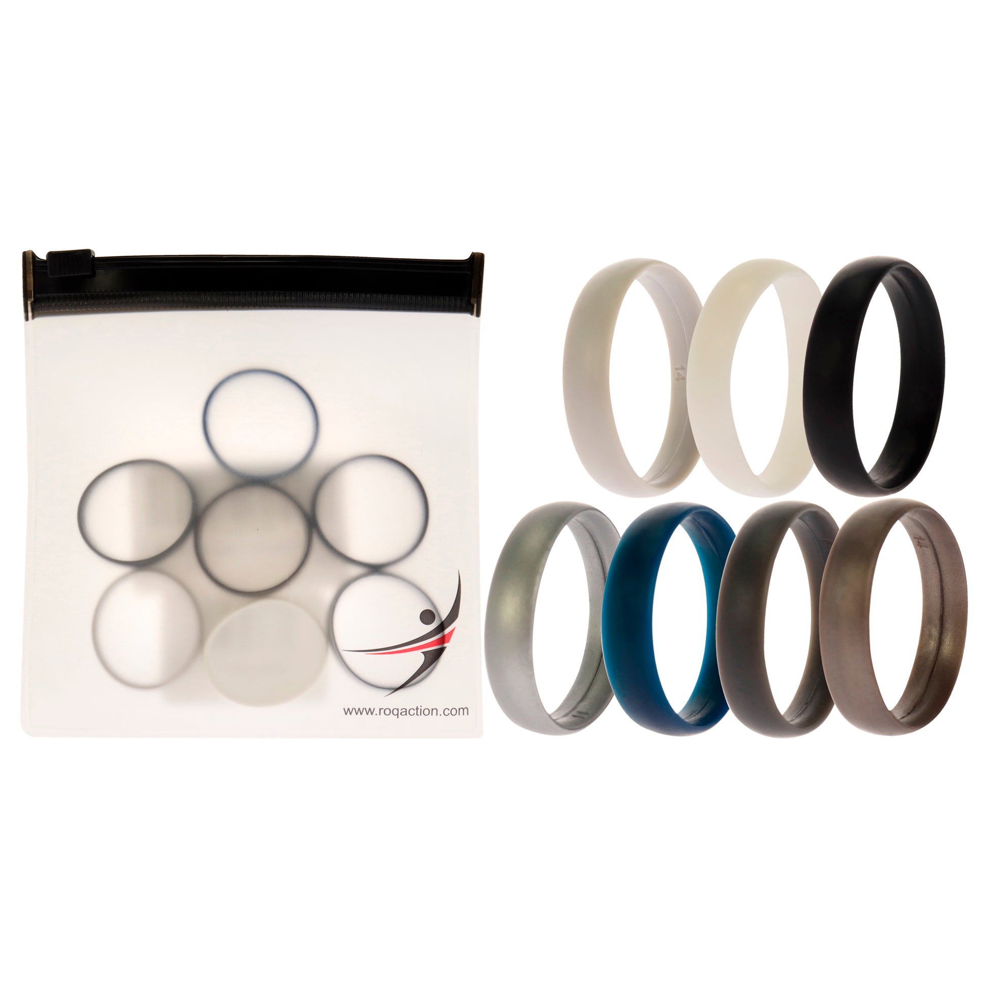 ROQ Silicone Wedding 6mm Smooth Solid Ring Set