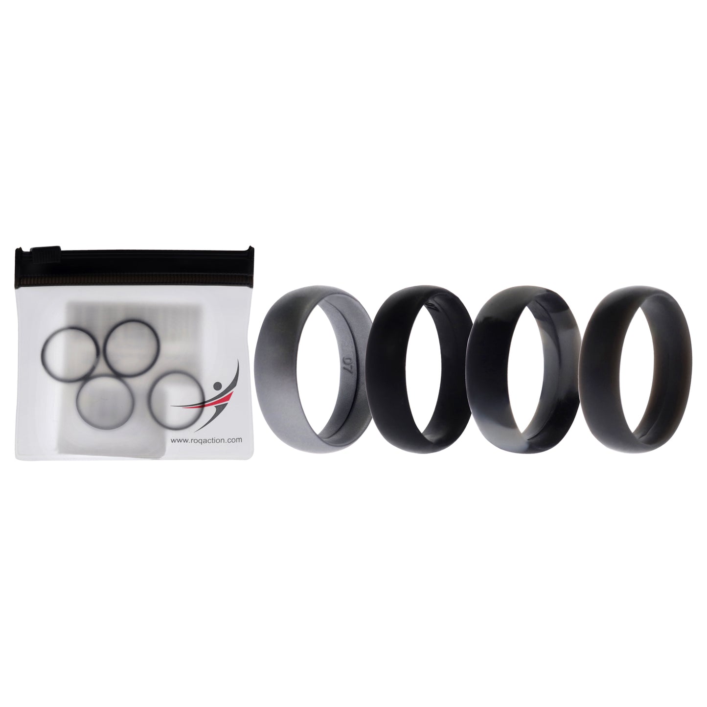 ROQ Silicone Wedding 6mm Smooth Ring Set - Black Camo