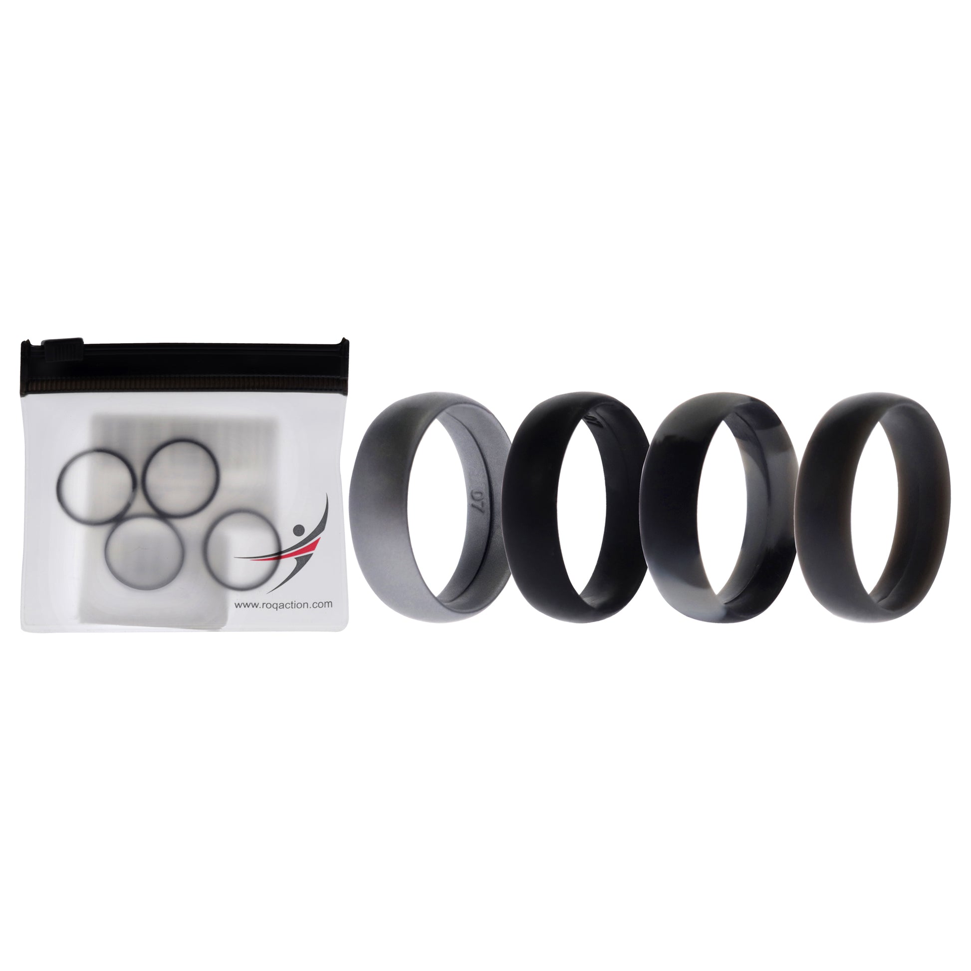 ROQ Silicone Wedding 6mm Smooth Ring Set - Black Camo