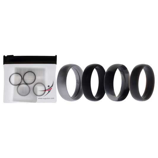 ROQ Silicone Wedding 6mm Smooth Ring Set - Black Camo