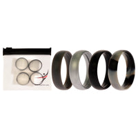 ROQ Silicone Wedding 6mm Smooth Ring Set - Black Camo