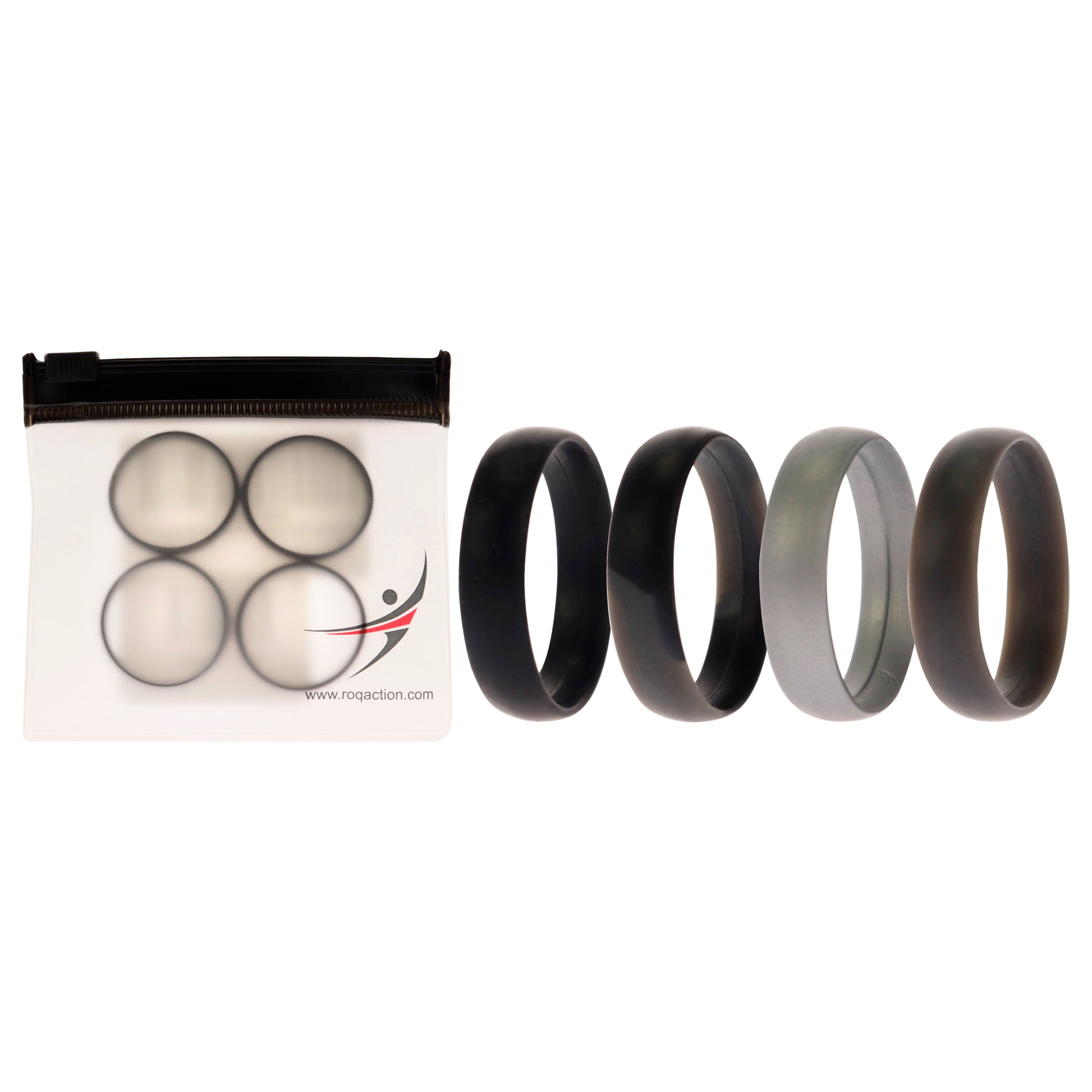 ROQ Silicone Wedding 6mm Smooth Ring Set - Black Camo