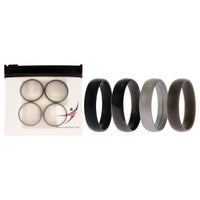 ROQ Silicone Wedding 6mm Smooth Ring Set - Black Camo