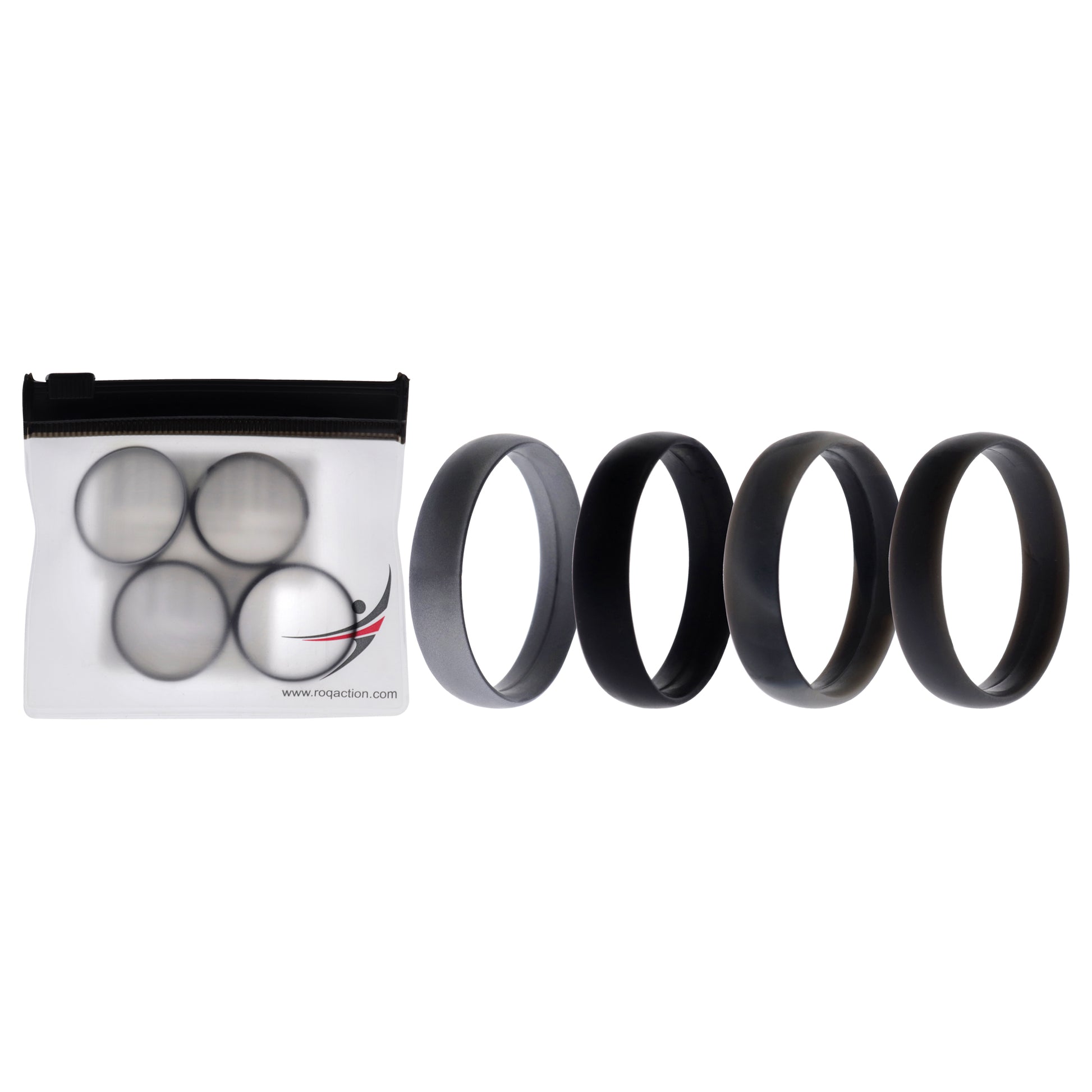 ROQ Silicone Wedding 6mm Smooth Ring Set - Black Camo