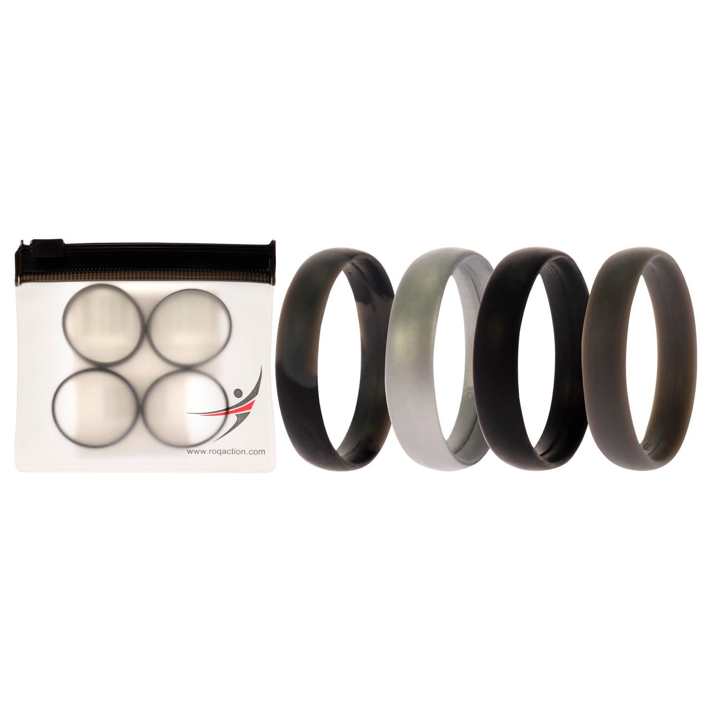 ROQ Silicone Wedding 6mm Smooth Ring Set - Black Camo