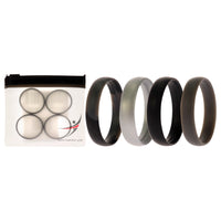 ROQ Silicone Wedding 6mm Smooth Ring Set - Black Camo