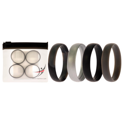 ROQ Silicone Wedding 6mm Smooth Ring Set - Black Camo