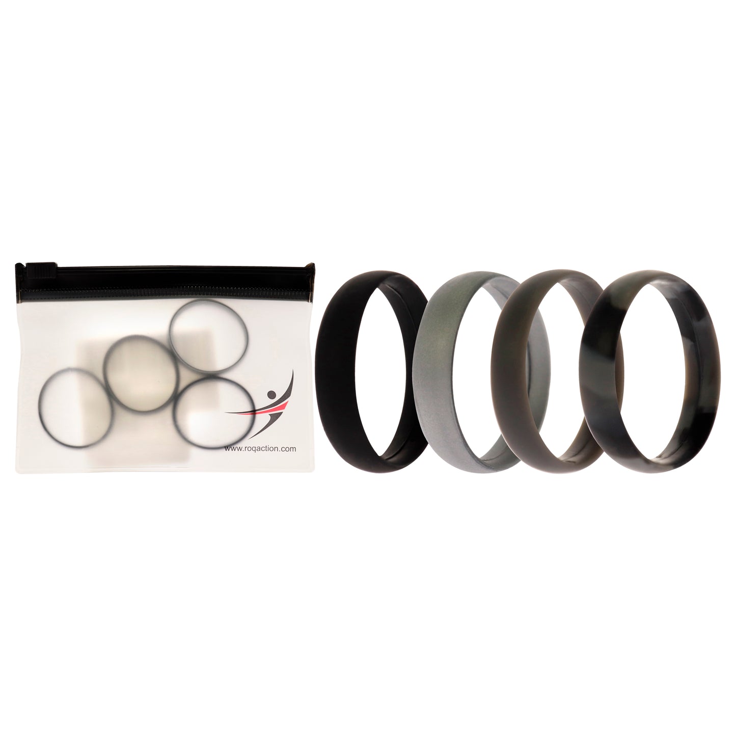 ROQ Silicone Wedding 6mm Smooth Ring Set - Black Camo