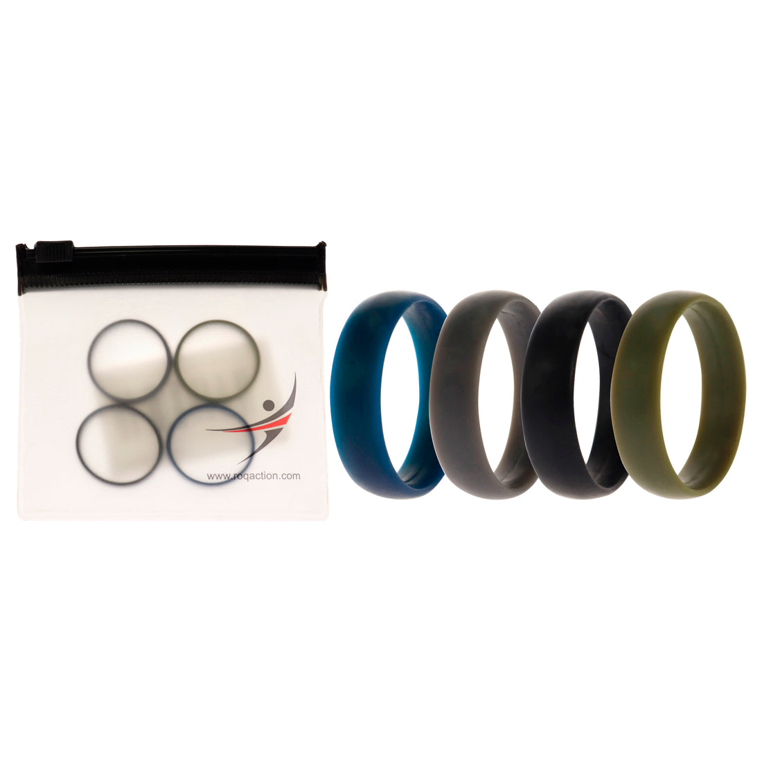 ROQ Silicone Wedding 6mm Smooth Ring Solid Set