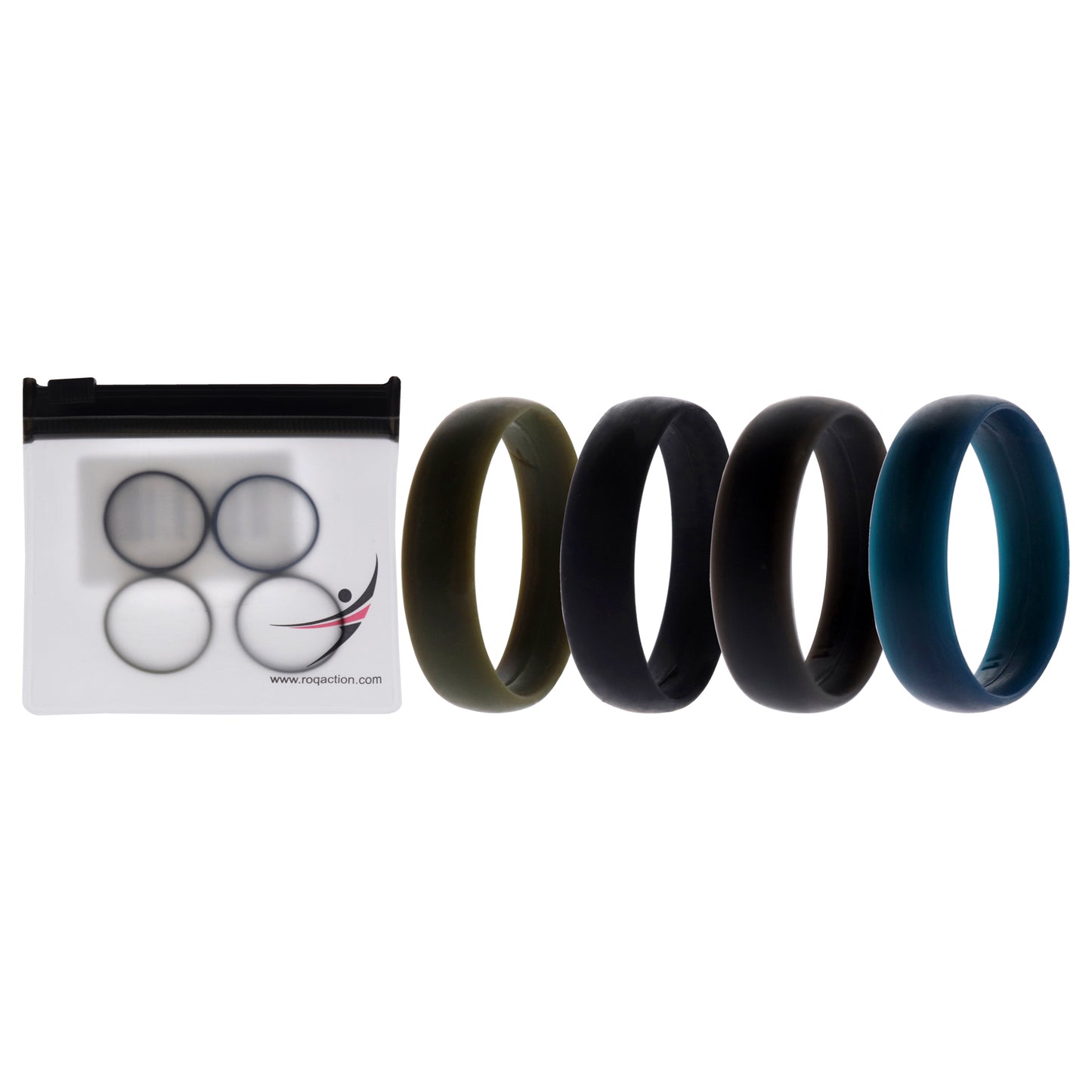 ROQ Silicone Wedding 6mm Smooth Ring Solid Set
