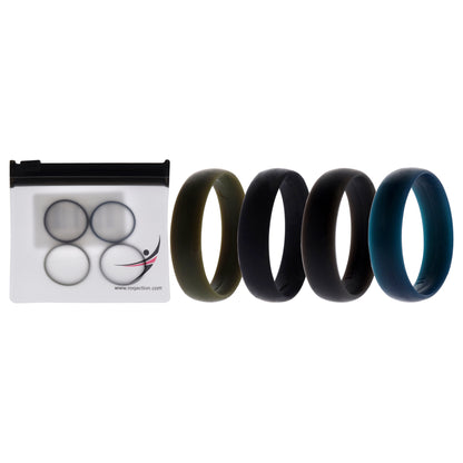 ROQ Silicone Wedding 6mm Smooth Ring Solid Set