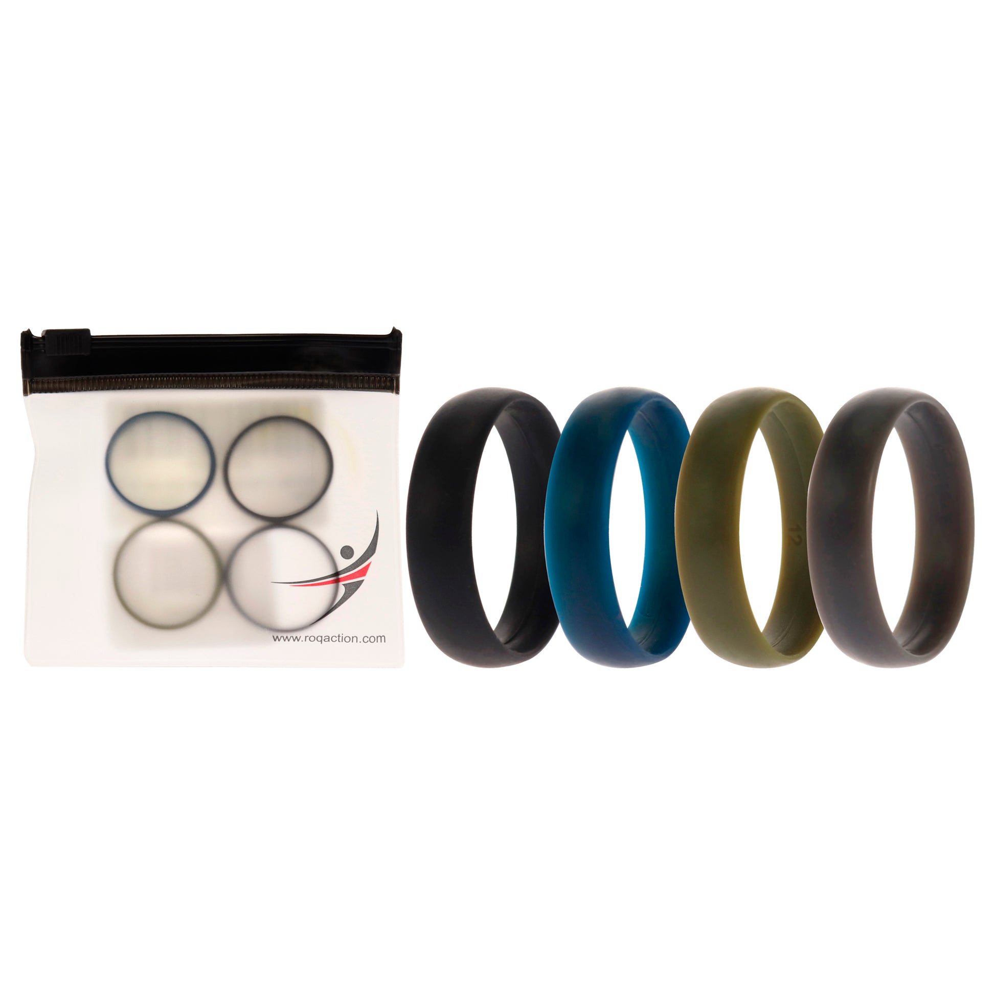 ROQ Silicone Wedding 6mm Smooth Ring Solid Set