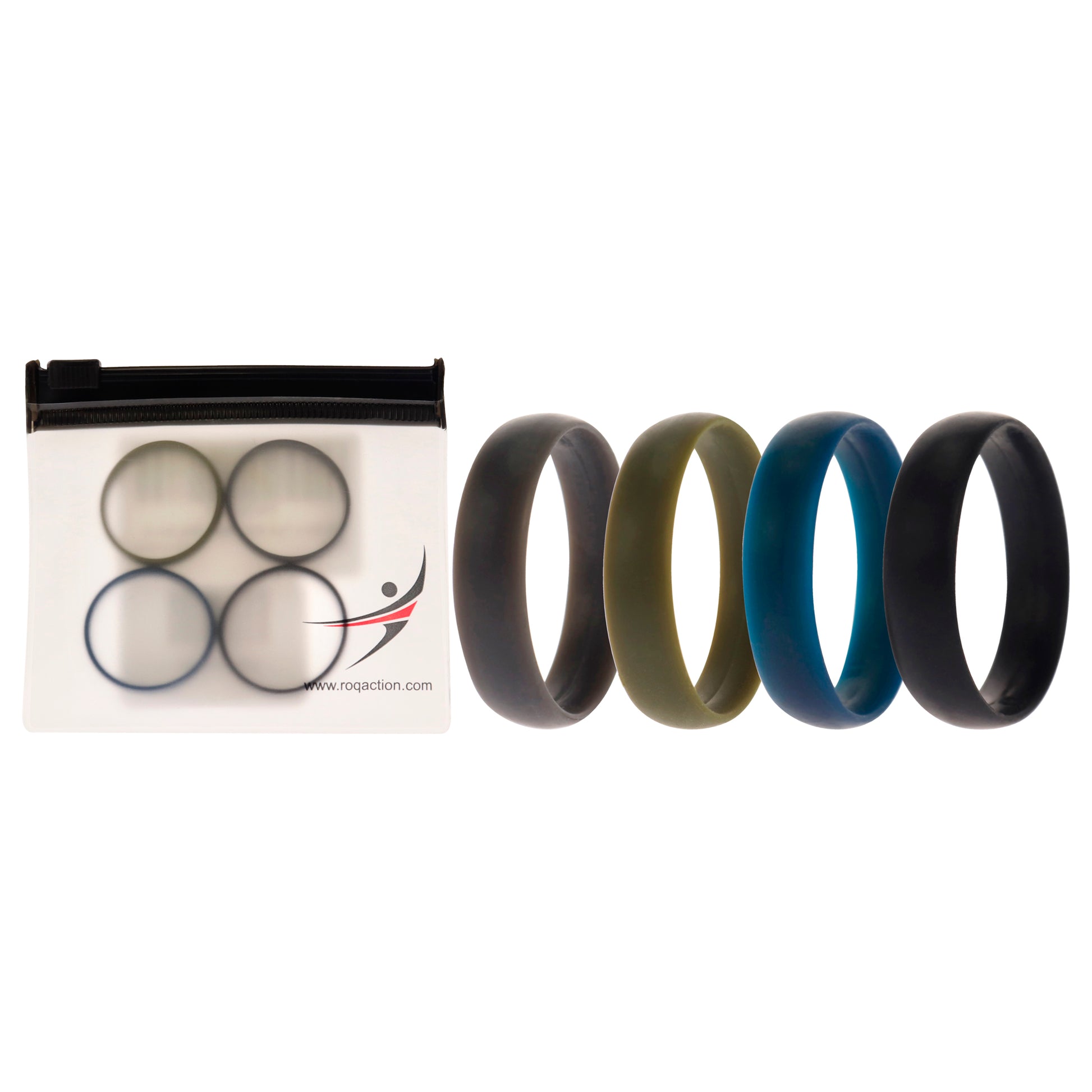 ROQ Silicone Wedding 6mm Smooth Ring Solid Set