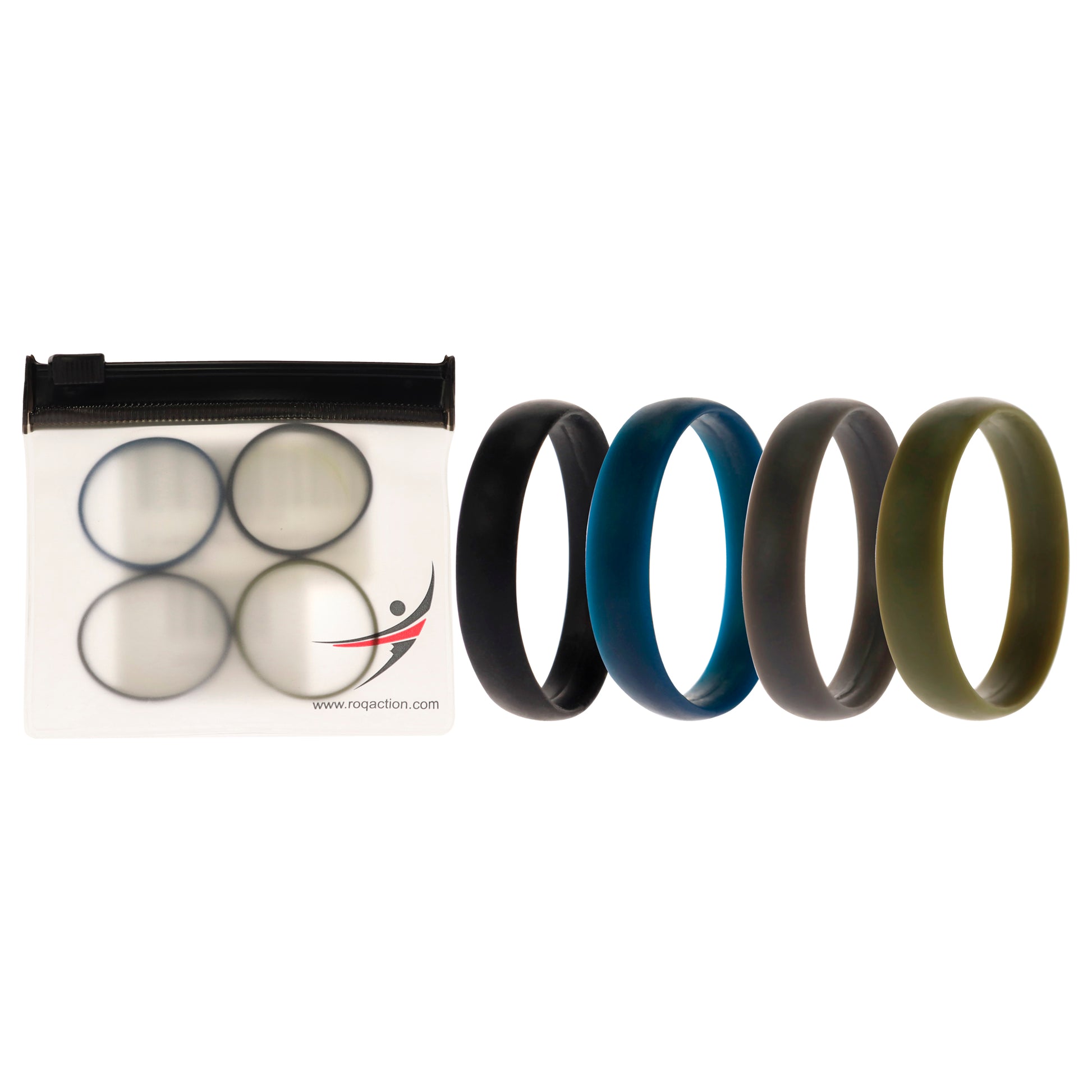 ROQ Silicone Wedding 6mm Smooth Ring Solid Set