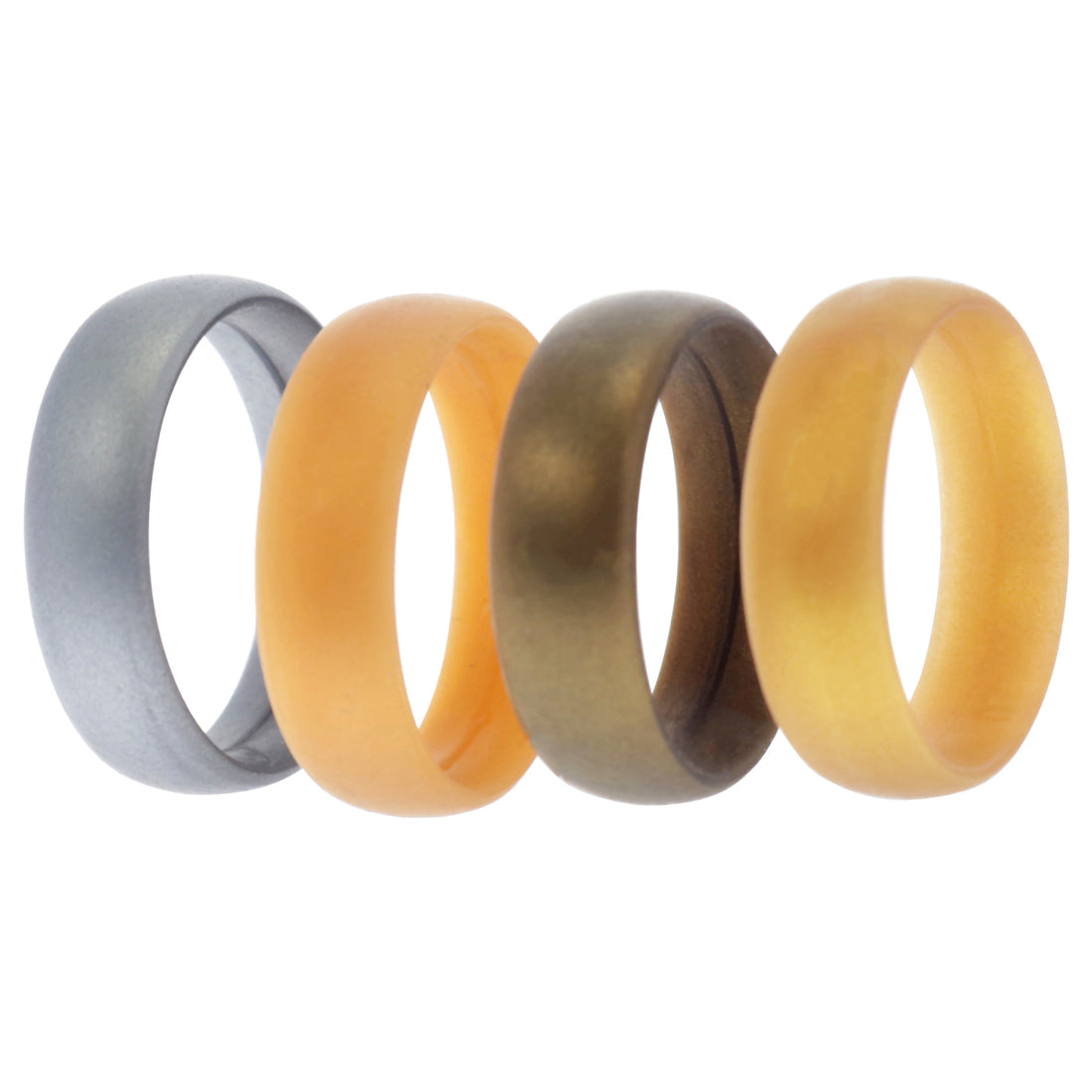 ROQ Silicone Wedding 6mm Smooth Ring Set - Metal