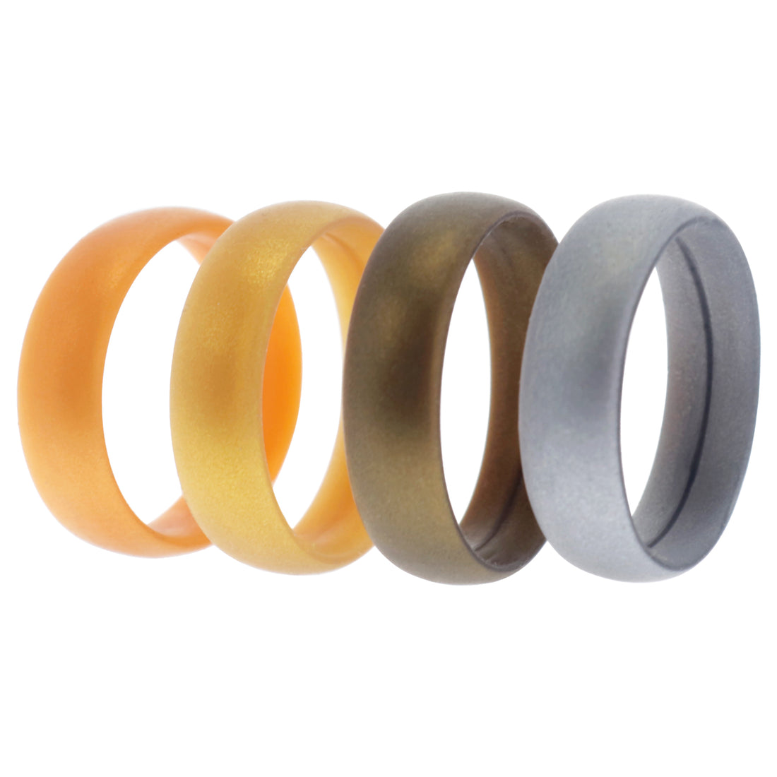 ROQ Silicone Wedding 6mm Smooth Ring Set - Metal