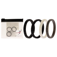 ROQ Silicone Wedding Stackble Lines Ring Set -Black-White