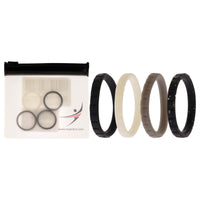 ROQ Silicone Wedding Stackble Lines Ring Set -Black-White