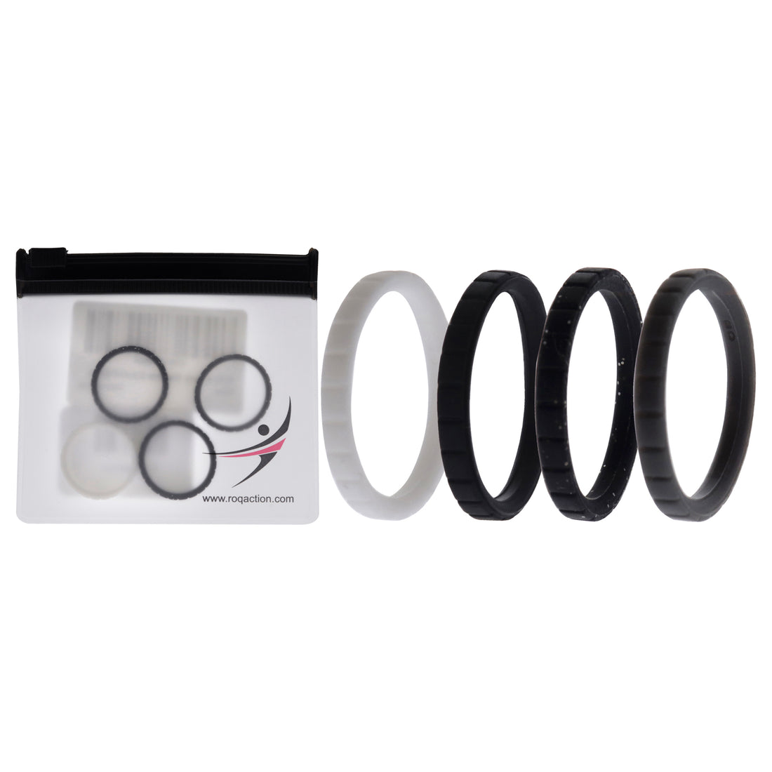 Silicone Wedding Stackble Lines Ring Set - Black-White