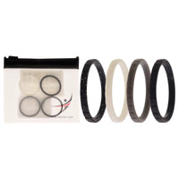 ROQ Silicone Wedding Stackble Lines Ring Set -Black-White