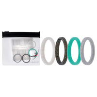 ROQ Silicone Wedding Stackble Lines Ring Set - Turquoise