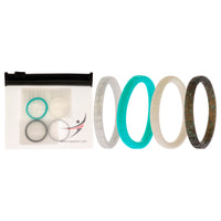ROQ Silicone Wedding Stackble Lines Ring Set - Turquoise