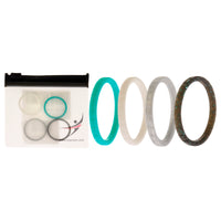 ROQ Silicone Wedding Stackble Lines Ring Set - Turquoise