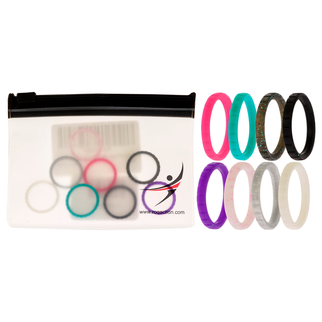 ROQ Silicone Wedding Stackble Lines Ring Set - MultiColor