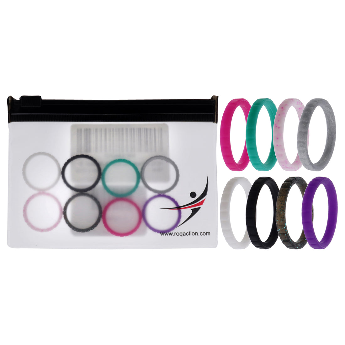 ROQ Silicone Wedding Stackble Lines Ring Set - MultiColor